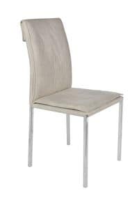 Borso top cromo, Stuhl mit verchromtem Metallbeine und gepolsterte Sitzflche ideal fr zu Hause