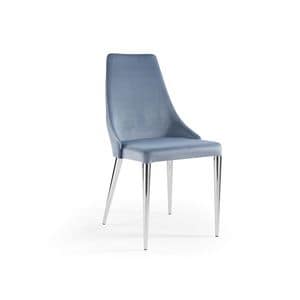 Evelin Chromat, Stuhl mit verchromten Beinen und gepolsterter Sitz