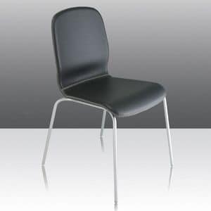 Glamour Up, Feuerfeste Stuhl mit Schale in Leder bezogen, geeignet für den Objektbereich