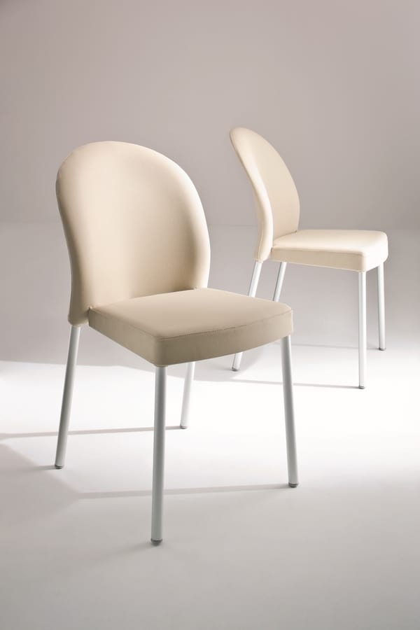 Marostica cod. 11/I, Stapelbare Stuhl aus Metall, gepolstert, für den Objektbereich