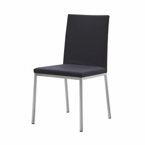 Mira CE, Moderner Stuhl aus Stahl, Sitz und Rckenlehne mit Leder bezogen