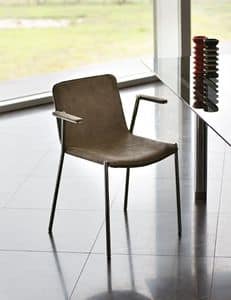 Trampoliere P, Stuhl mit Armlehnen bedeckt in Leder, fr Wartezimmer