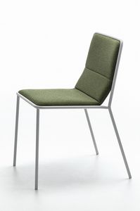 Tres, Moderne Stuhl aus Metall mit gepolstertem Sitz, Licht