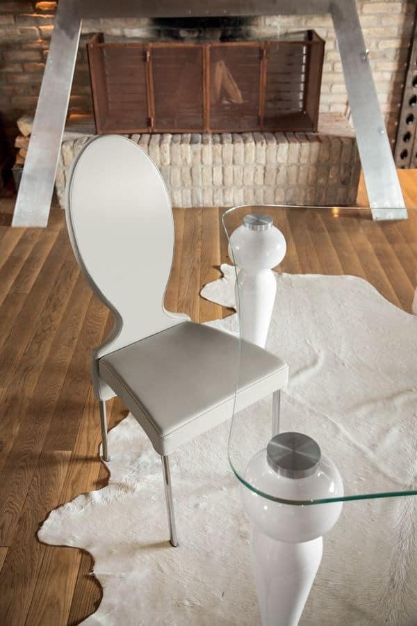 VIVIENNE, Stuhl aus Metall, runden Rücken, für Wohnzimmer