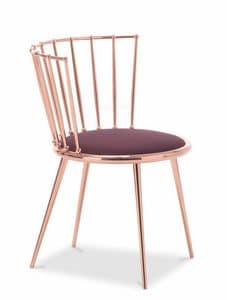 Aurora vergitterten Lehner, Stuhl aus Metall mit gepolstertem Sitz