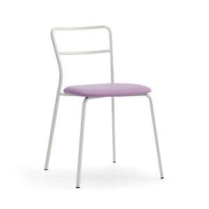 Axelle, Moderner Stuhl aus verchromtem Metall, gepolsterter Sitz