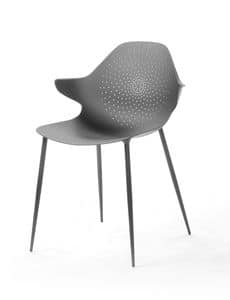 Klera 4 conical arms, Stuhl aus Stahl und dekoriertem Aluminium, mit Armlehnen