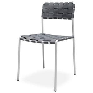 OLA, Stuhl aus Metall, Sitz und Rcken aus Riemen gefertigt