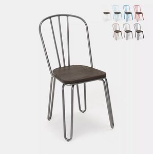 Tolix Industriestahlstühle für Bar und Küche design Ferrum SM9036WO, Stuhl aus verzinktem und lackiertem Stahl