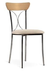 TORINO, Stuhl mit Metallrahmen und Holz, gepolsterte Sitz