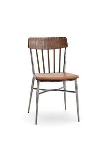 1629, Vintager Stuhl aus Holz und Stahl, mit konischen Beinen