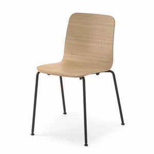 Bebo 3, Stapelbarer Stuhl aus Stahl und Sperrholz