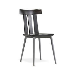 Madame Met, Stuhl mit Sitz und R�ckenlehne aus Massivholz, Metallbeine