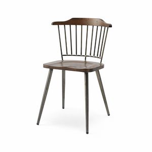 Unica, Metallstuhl mit Sitz und Rückenlehne aus Holz