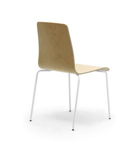 Zerosedici Wood 4G, Stuhl mit 4 Beinen aus Metall, robuste Holzschale