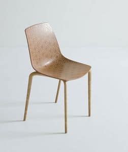 Alhambra Eco cod. 92/NAECO, Stühle mit Schale aus Kunststoff, Verbundholzrahmen