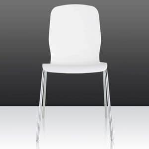 Glamour, Stuhl aus verchromtem Stahl mit Gehäuse aus Polycarbonat, in verschiedenen Farben erhältlich