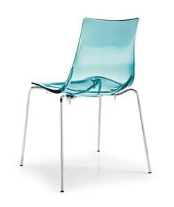 Jazz, Stuhl aus Metall mit Kunststoffsitz transparent