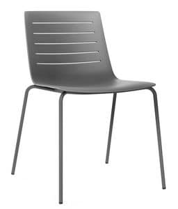 Slim 01, Stuhl aus Metall mit Kunststoffschale für moderne Bars und Küchen geeignet
