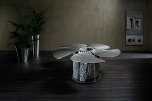 Helix, Tisch mit helixfrmiger Edelstahlplatte