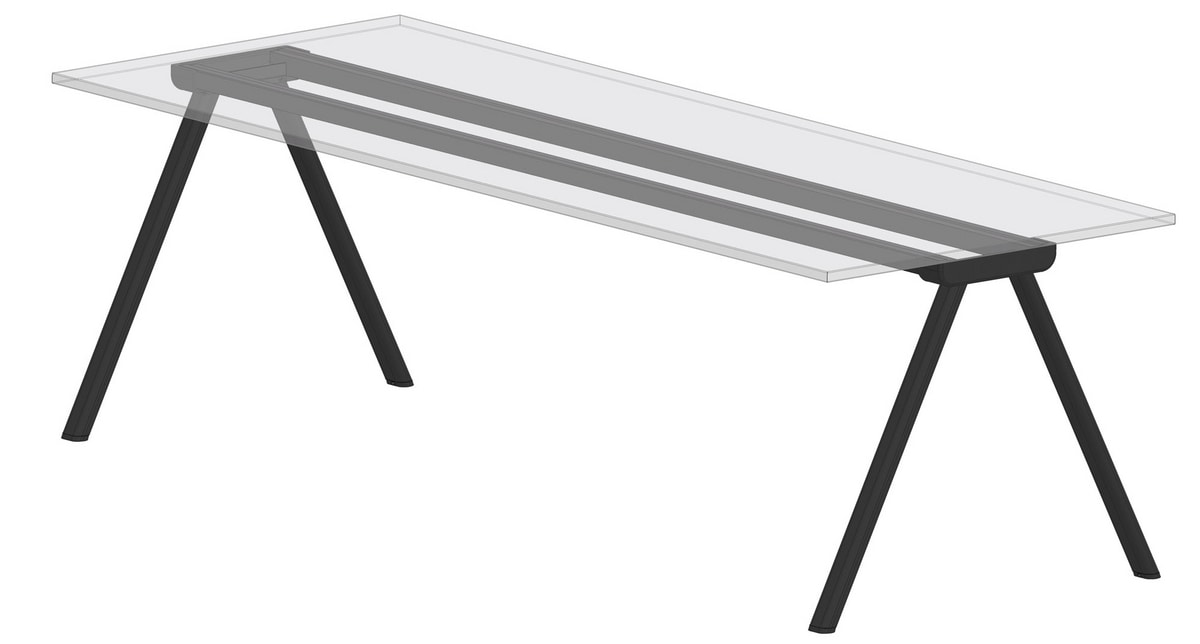 Surfy Hub 2027 oval - rectangle, Rechteckiger Tisch mit Metallbeinen