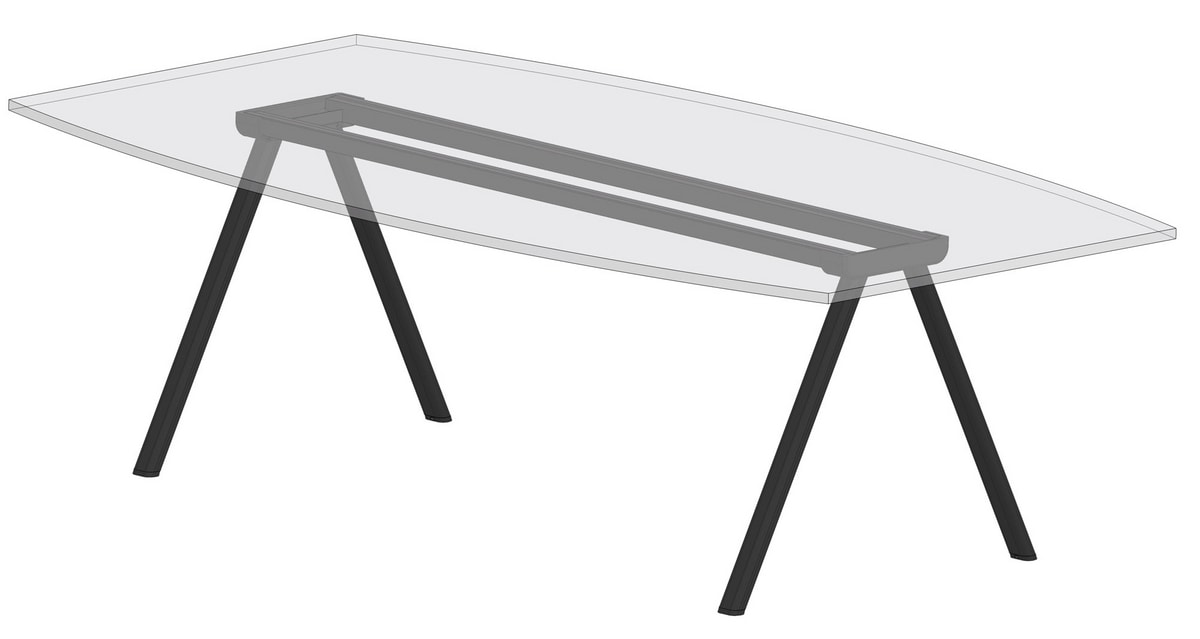 Surfy Hub 2027 oval - rectangle, Rechteckiger Tisch mit Metallbeinen