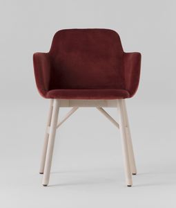 ART. 0037-LE-CB-UPH BARDOT, Gepolsterter Sessel mit Holzsockel