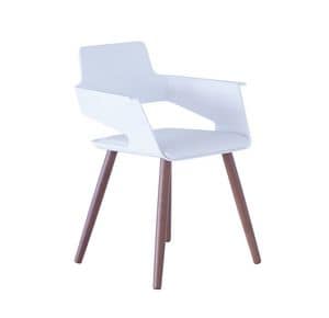 B32 4WL, Stuhl mit Kunststoffschale und hlzernen Beinen ideal fr Bars und moderne Kchen