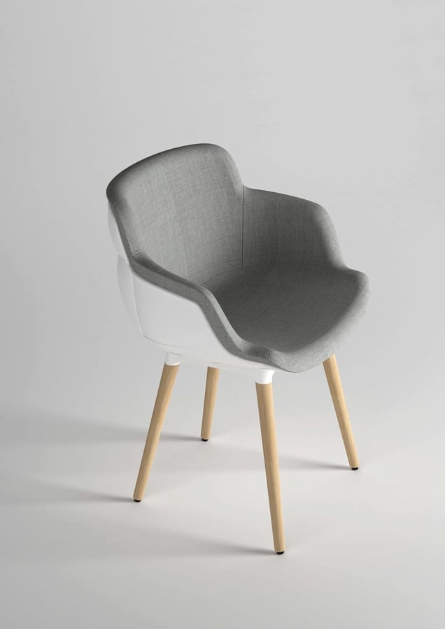 Choppy Sleek BL, Gepolsterter Sessel mit Holzbeinen