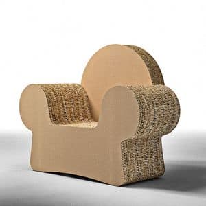 MICKEY, Design-Sessel aus Karton, mit Armlehnen