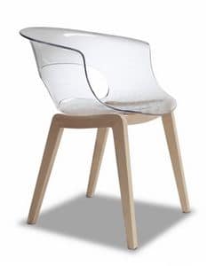 Natural Miss, Sessel aus Holz und Polycarbonat in Transparent oder in anderen Farben