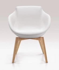 PL 5005, Stuhl mit Holzbein, mit Polyurethan gepolstert