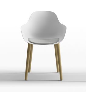 Pola Round P_4W, Design Stuhl aus Polypropylen mit Holzbeinen