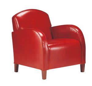 Richard, Sessel mit rotem Lederpolster