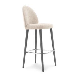 Lily 04581, Moderner Hocker mit Beinen aus Massivholz, gepolstert
