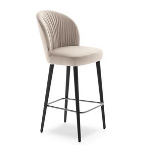 Rose 03085L, Holzhocker, gepolstert, mit plissierter Polsterung