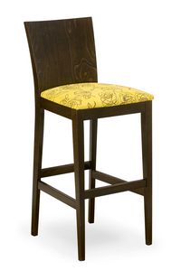 Sirio stool, Hocker aus Holz mit gepolstertem Sitz