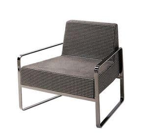 Afra ATT, Sessel mit Armlehnen aus verchromtem Metall