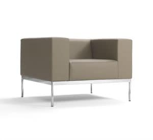 BB3 Sessel, Quadratischer Sessel, gepolstert mit nicht-verformbarem Schaum