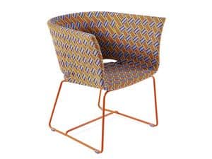 Kente Sessel, Sessel aus farbigem Metall, mehrfarbig gewebt
