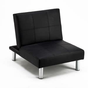 Schwarze verstellbare Stuhllehne - EKF920653, Stuhl Pouff aus Kunstleder, leicht zu reinigen