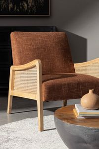 Sessel Deanna, Sessel in Holz und Rattan, gepolstert