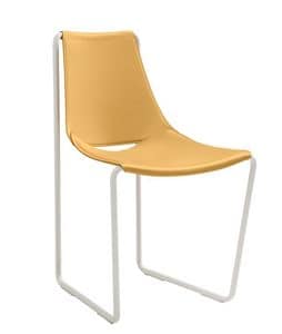 Apelle S, Stuhl mit Kufen, in Metall und Leder