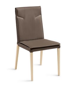 Ariel Holzbeine, Stuhl mit Lederbezug und Holzbeinen