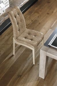 GRENOBLE SE180, Stuhl aus lackiertem Holz und gepolstert getuftet