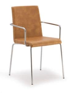 PL 510, Stuhl aus verchromtem Metall, in Kunstleder überzogen