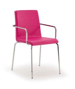 PL 511, Gepolsterter Stuhl aus Metall mit den Armen, für Restaurants