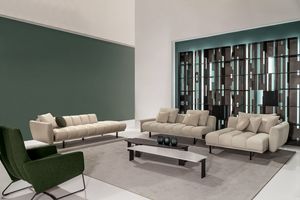 Blockbau Sofa, Modulares Sofa mit charakteristischem Rautenmuster nebeneinander