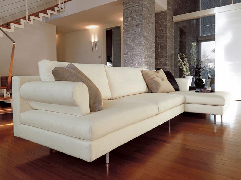 Brera corner, Modernes Sofa mit Halbinsel, verchromten Füßen, für Wohnzimmer