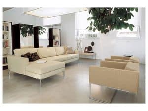 Ginger corner, Modulares Sofa, Chrom poliert Fuß für Büros und Wohnungen